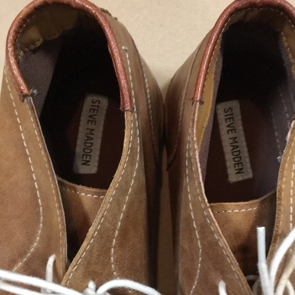 Steve Madden Leather Chukka LaceUp ankle bootie shoes men’s size 16 camel brown